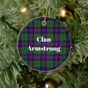 Clan Armstrong Modern Tartan Ceramic Tree Decoration