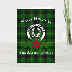 Clan Arthur Crest Badge & Tartan Christmas Card