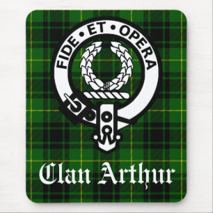 Clan Arthur Crest Badge & Tartan Mouse Pad