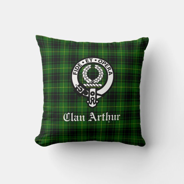 Clan Arthur / MacArthur Crest & Tartan Cushion (Front)
