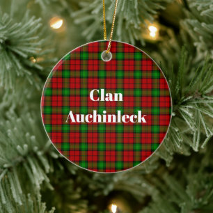 Clan Auchinleck Tartan Ceramic Tree Decoration