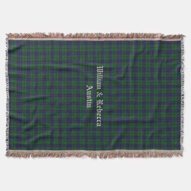 Clan Austin Tartan Plaid Custom Throw Blanket (Front)