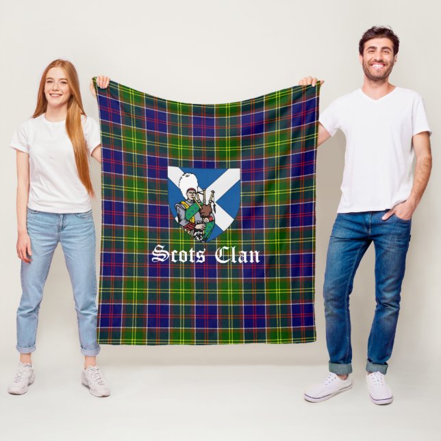 Clan Ayrshire Tartan Plaid Fleece Blanket (In Situ)