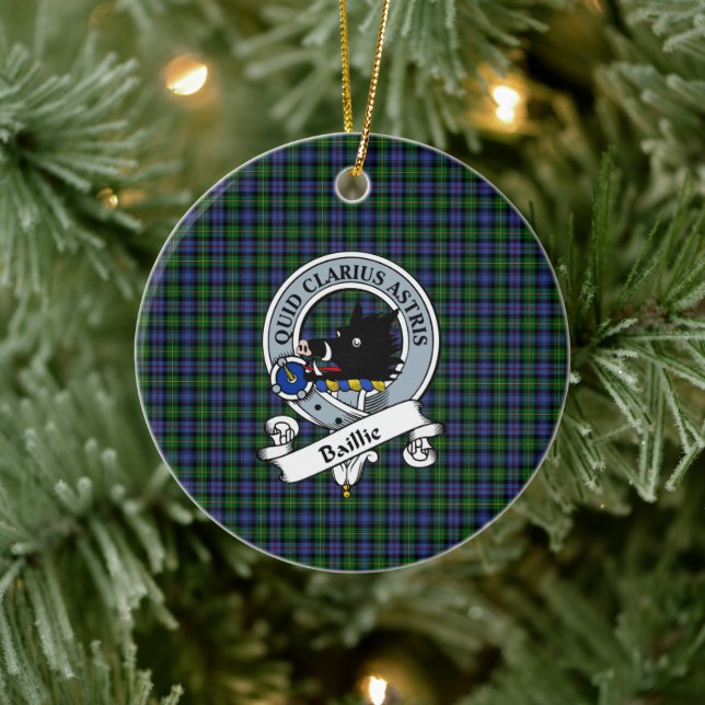 Clan Baillie Hunting Badge Tartan Plaid Ceramic Tree Decoration (Tree)