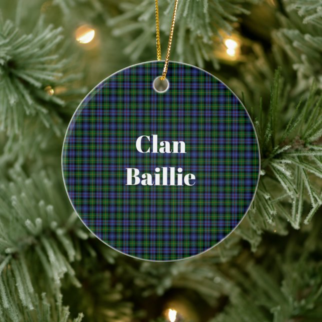 Clan Baillie Hunting Tartan Ceramic Tree Decoration (Tree)