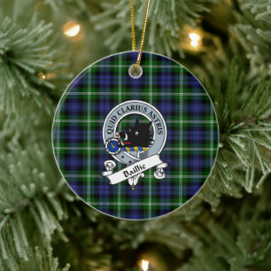 Clan Baillie Modern Badge Tartan Plaid Ceramic Tree Decoration