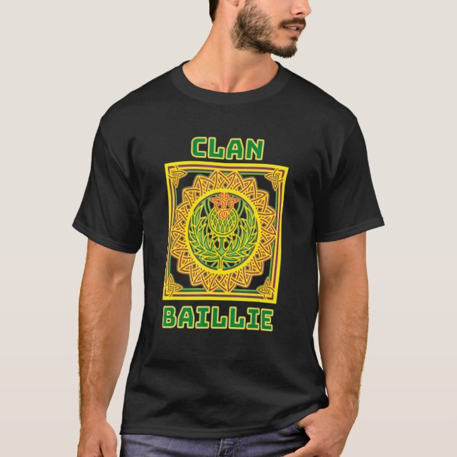 Clan Baillie Scottish Celtic Thistle T-Shirt (Front)