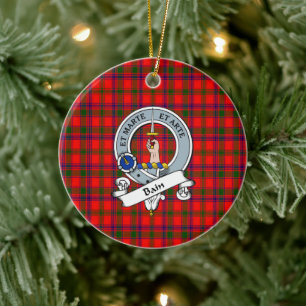 Clan Bain Badge Tartan Plaid Ceramic Tree Decoration