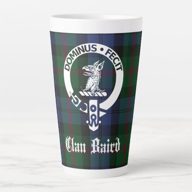 Clan Baird Crest Badge & Tartan  Latte Mug (Front)