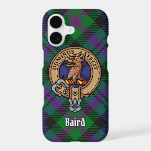 Clan Baird Crest over Tartan