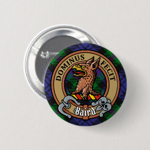 Clan Baird Crest over Tartan 6 Cm Round Badge
