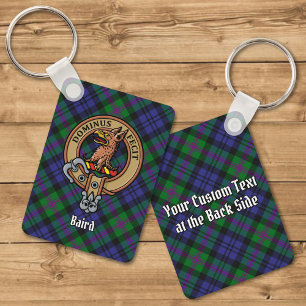 Clan Baird Crest over Tartan Key Ring