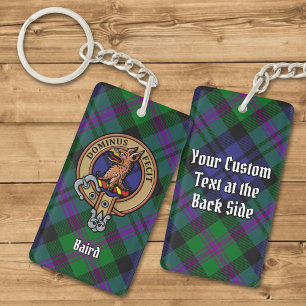 Clan Baird Crest over Tartan Key Ring