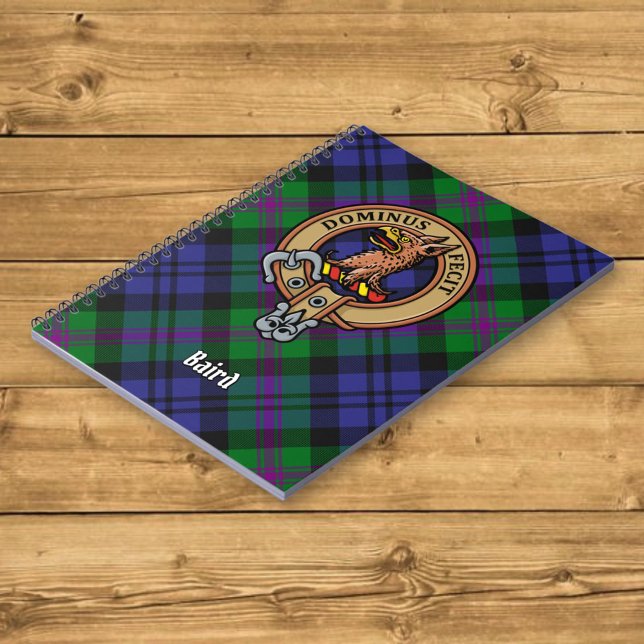 Clan Baird Crest over Tartan Notebook (Creator Uploaded)