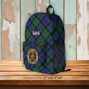 Clan Baird Crest over Tartan Printed Backpack