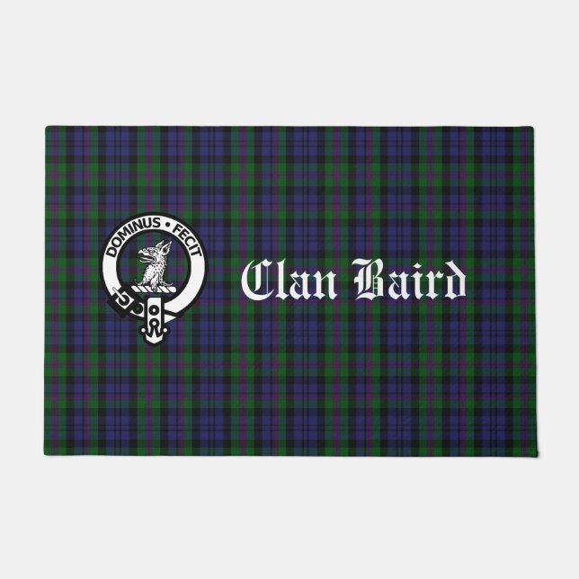 Clan Baird Crest Tartan Customisable Doormat (Front)