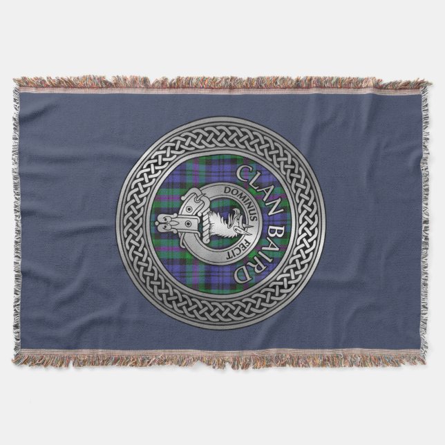 Clan Baird Crest & Tartan Knot Throw Blanket (Front)