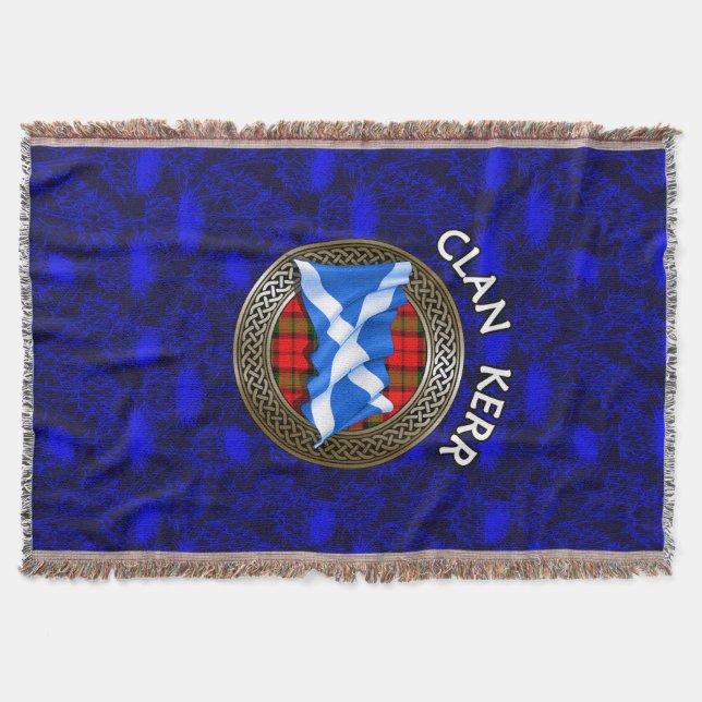 Clan Baird Tartan Knot & Flag Throw Blanket (Front)
