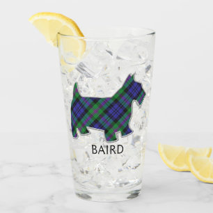 Clan Baird Tartan Scottie Dog Glass
