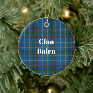 Clan Bairn Tartan Ceramic Tree Decoration