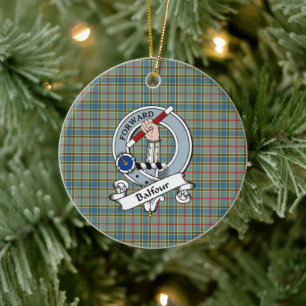 Clan Balfour Badge Tartan Plaid Ceramic Tree Decoration