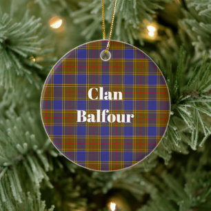 Clan Balfour Modern Tartan Ceramic Tree Decoration