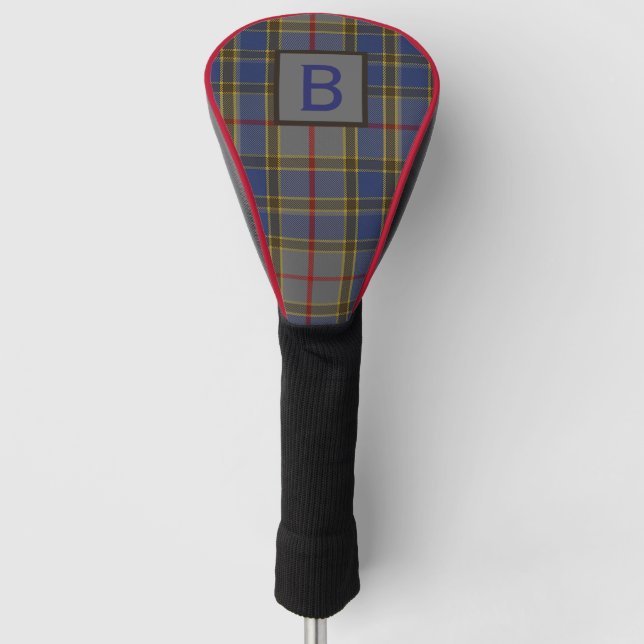 Clan Balfour Plaid Monogrammed Golf Head Cover (Front)