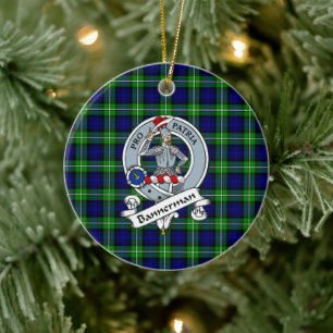 Clan Bannerman Badge Tartan Plaid Ceramic Tree Decoration