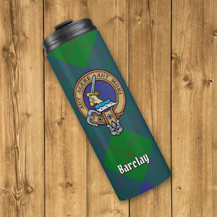 Clan Barclay Crest over Tartan Thermal Tumbler
