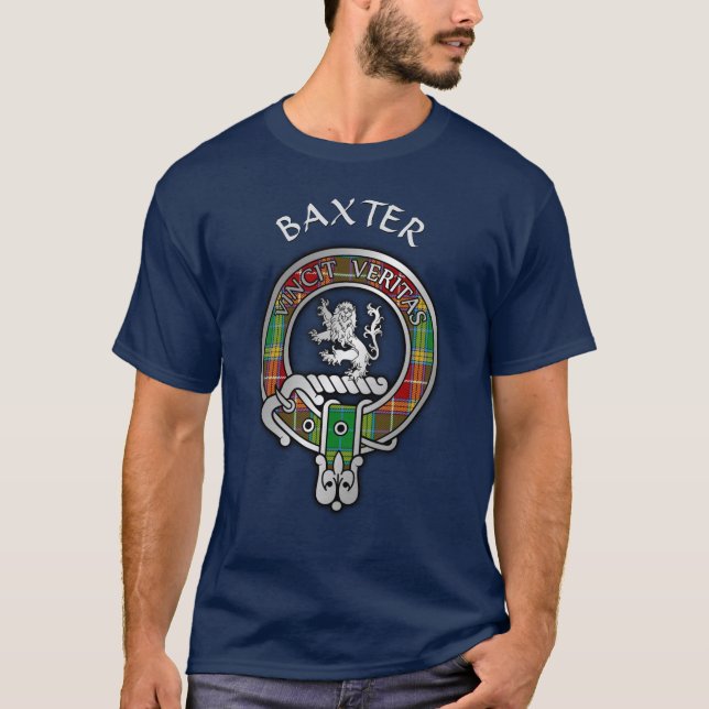 Clan Baxter Crest & Tartan T-Shirt (Front)