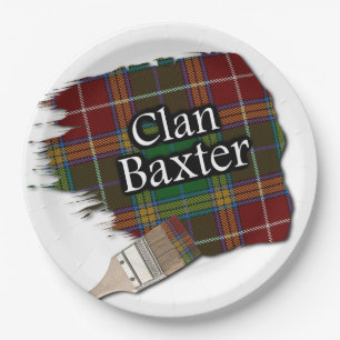 Clan Baxter Scottish Tartan Paint Brush Paper Plate