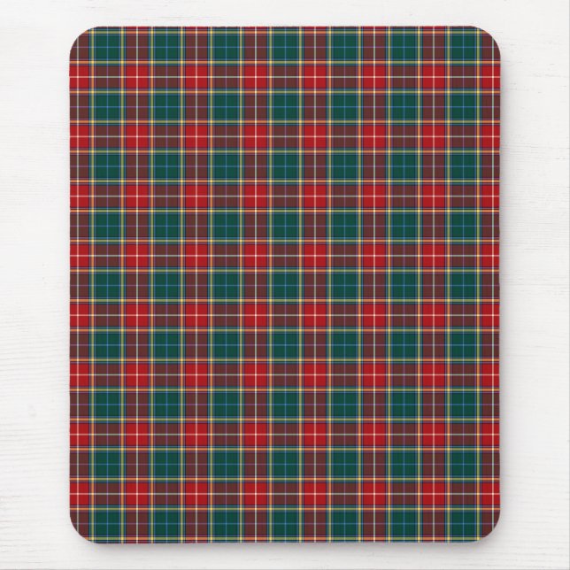 Clan Baxter Tartan Red and Forest Green Plaid Mouse Pad (Front)