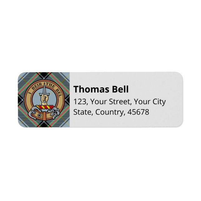 Clan Bell Crest over Tartan (Front)