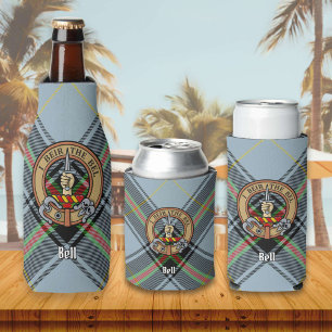Clan Bell Crest over Tartan Bottle Cooler