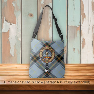 Clan Bell Crest over Tartan Crossbody Bag
