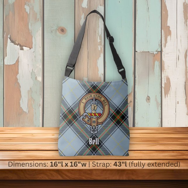 Clan Bell Crest over Tartan Crossbody Bag (Creator Uploaded)