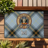 Clan Bell Crest over Tartan