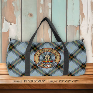Clan Bell Crest over Tartan Duffle Bag