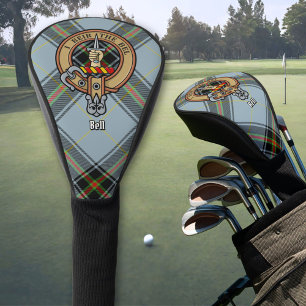 Clan Bell Crest over Tartan Golf Head Cover