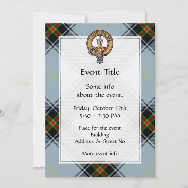 Clan Bell Crest over Tartan Invitation (Front)