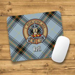 Clan Bell Crest over Tartan Mouse Pad
