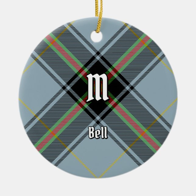 Clan Bell Tartan Ceramic Tree Decoration (Front)