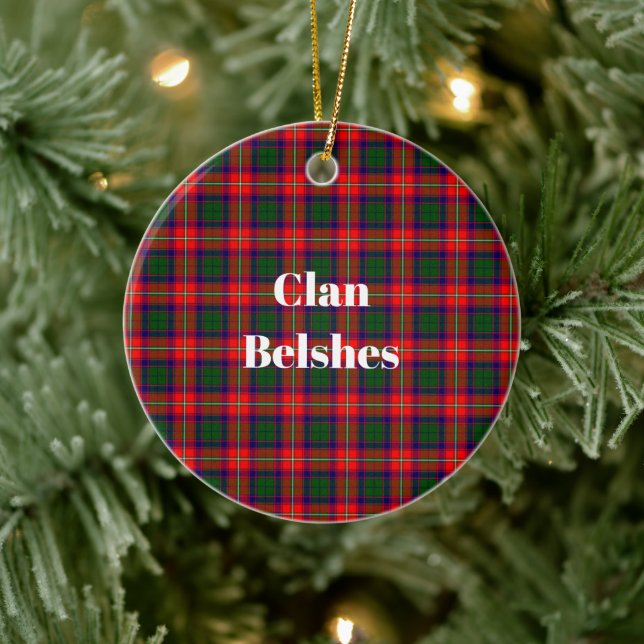 Clan Belshes Tartan Ceramic Tree Decoration (Tree)