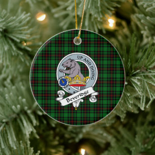 Clan Beveridge Badge Tartan Plaid Ceramic Tree Decoration