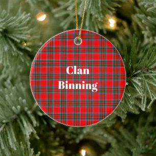 Clan Binning Tartan Ceramic Tree Decoration