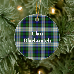 Clan Blackwatch Dress Modern Tartan Ceramic Tree Decoration