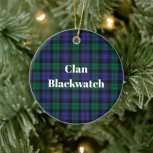 Clan Blackwatch Modern Tartan Ceramic Tree Decoration