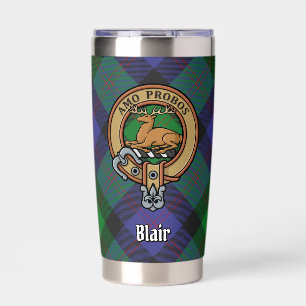 Clan Blair Crest over Tartan Insulated Tumbler