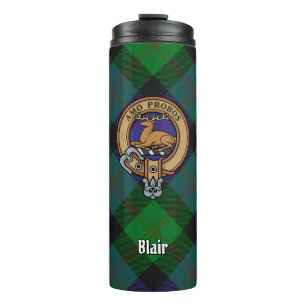 Clan Blair Crest over Tartan Thermal Tumbler