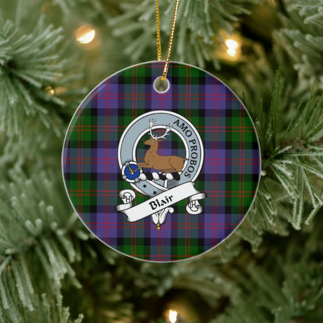 Clan Blair Modern Badge Tartan Plaid Ceramic Tree Decoration (Tree)
